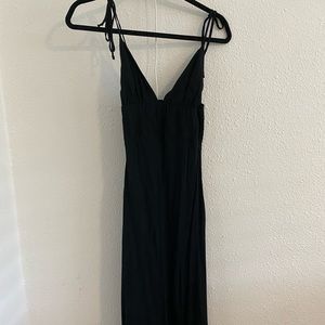Reformation tie strap dress - deep v. XS, black